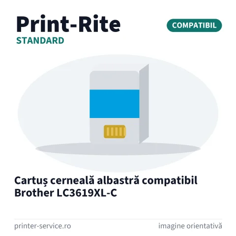Cartuș cerneală albastră compatibil Brother LC3619XL-C (Print-Rite Standard)
