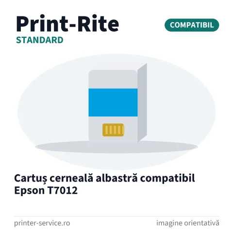 Cartuș cerneală albastră compatibil Epson T7012 (Print-Rite Standard)