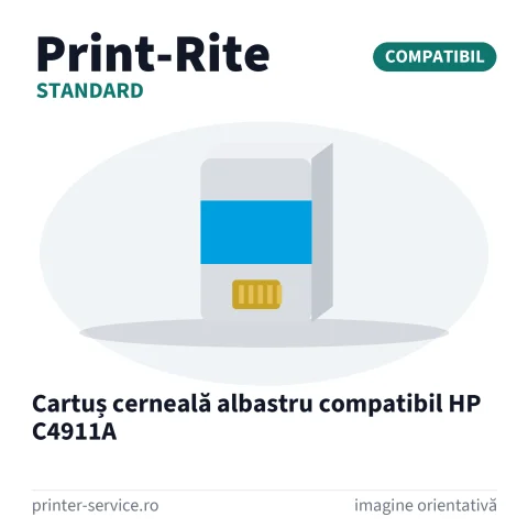 Cartuș cerneală albastru compatibil HP C4911A (Print-Rite Standard)