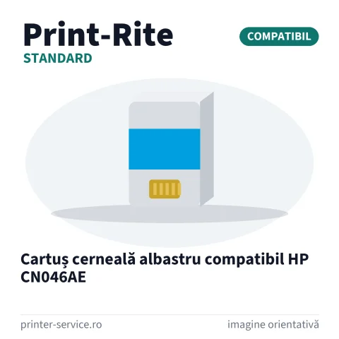 Cartuș cerneală albastru compatibil HP CN046AE (Print-Rite Standard)