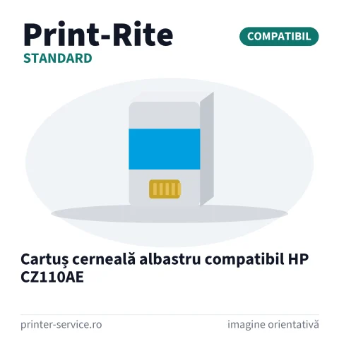 Cartuș cerneală albastru compatibil HP CZ110AE (Print-Rite Standard)