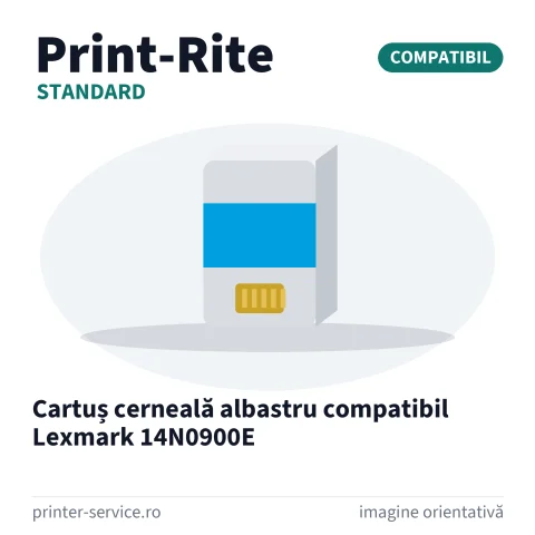 Cartuș cerneală albastru compatibil Lexmark 14N0900E (Print-Rite Standard)