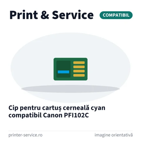 Cip pentru cartuș cerneală cyan compatibil Canon PFI102C