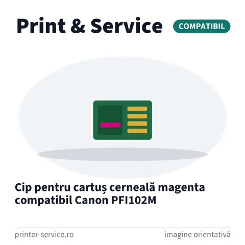 Cip pentru cartuș cerneală magenta compatibil Canon PFI102M