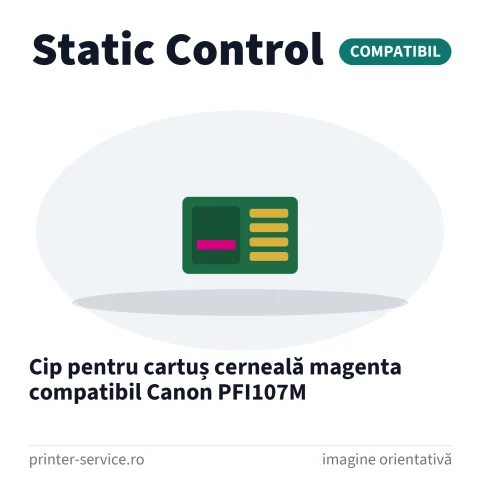 Cip pentru cartuș cerneală magenta compatibil Canon PFI107M (Static Control)