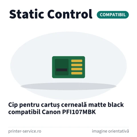 Cip pentru cartuș cerneală matte black compatibil Canon PFI107MBK (Static Control)
