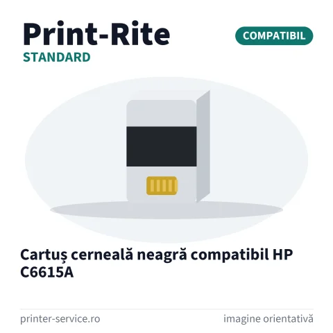 Cartuș cerneală neagră compatibil HP C6615A (Print-Rite Standard)