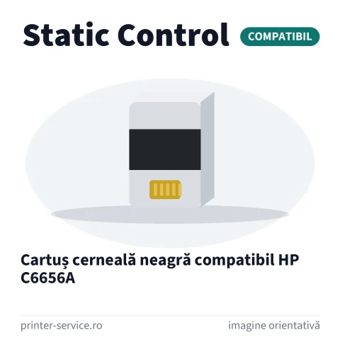 Cartuș cerneală neagră compatibil HP C6656A (Static Control)