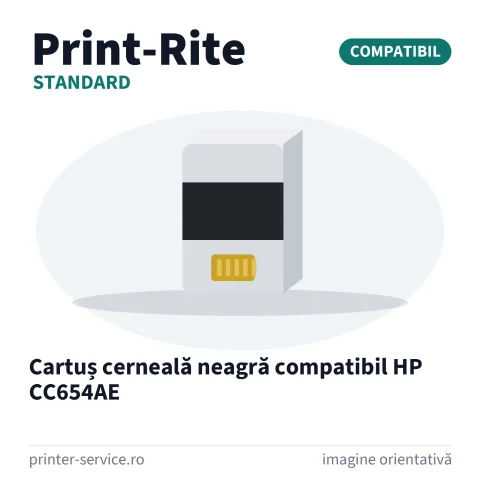Cartuș cerneală neagră compatibil HP CC654AE (Print-Rite Standard)