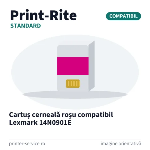 Cartuș cerneală roșu compatibil Lexmark 14N0901E (Print-Rite Standard)