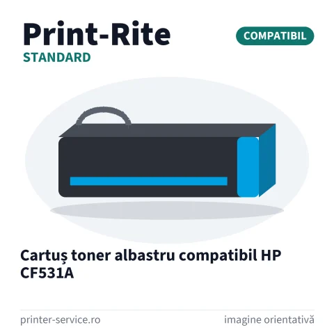 Cartuș toner albastru compatibil HP CF531A (Print-Rite Standard)