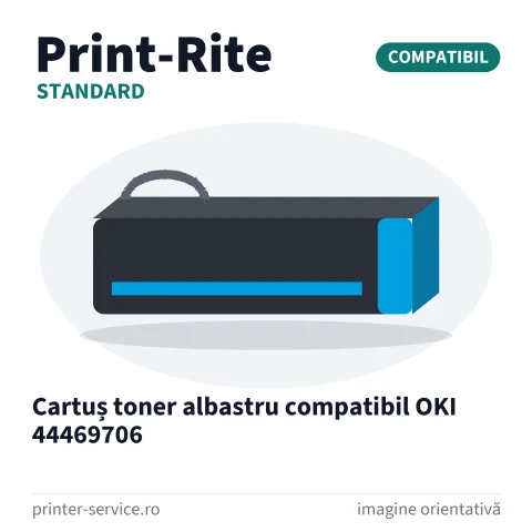 Cartuș toner albastru compatibil OKI 44469706 (Print-Rite Standard)