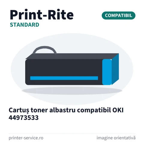 Cartuș toner albastru compatibil OKI 44973533 (Print-Rite Standard)