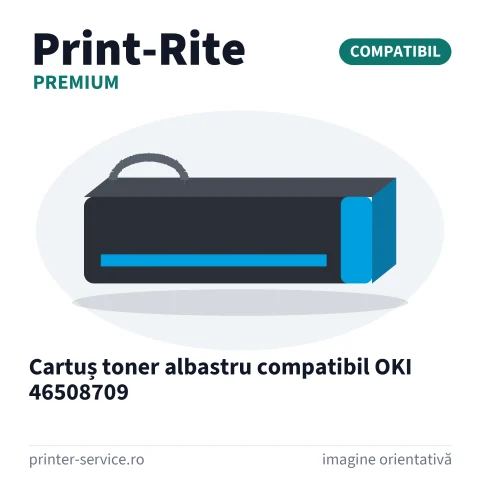 Cartuș toner albastru compatibil OKI 46508709 (Print-Rite Premium)