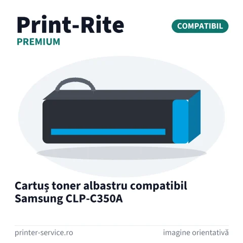 Cartuș toner albastru compatibil Samsung CLP-C350A (Print-Rite Premium)