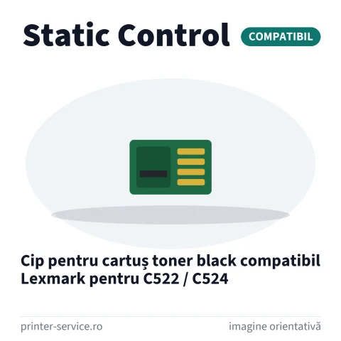 Cip pentru cartuș toner black compatibil Lexmark pentru C522 / C524 (Static Control)