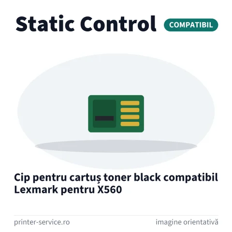 Cip pentru cartuș toner black compatibil Lexmark pentru X560 (Static Control)