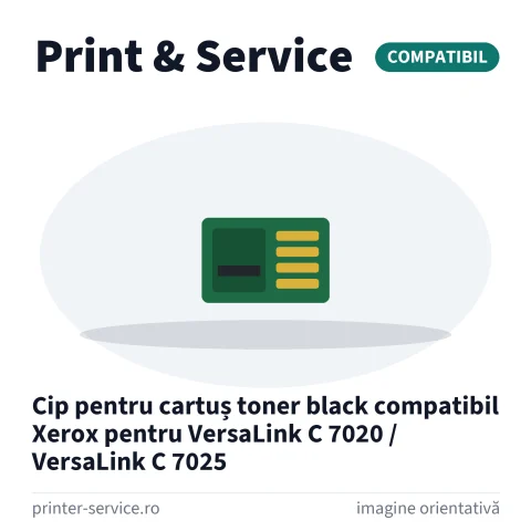 Cip pentru cartuș toner black compatibil Xerox pentru VersaLink C 7020 / VersaLink C 7025