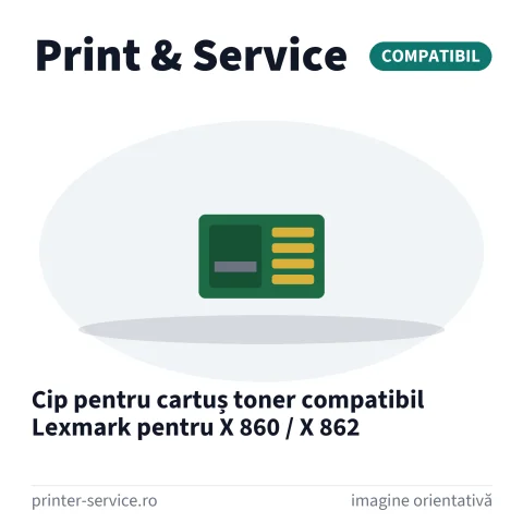 Cip pentru cartuș toner compatibil Lexmark pentru X 860 / X 862