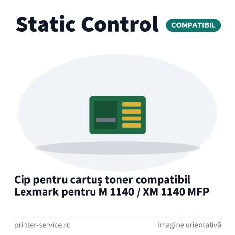 Cip pentru cartuș toner compatibil Lexmark pentru M 1140 / XM 1140 MFP (Static Control)