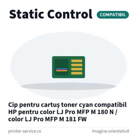 Cip pentru cartuș toner cyan compatibil HP pentru color LJ Pro MFP M 180 N / color LJ Pro MFP M 181 FW (Static Control)