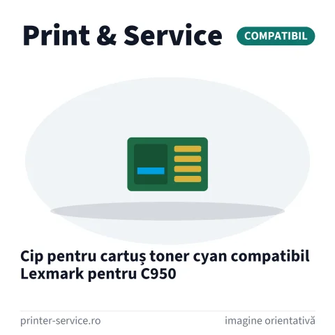 Cip pentru cartuș toner cyan compatibil Lexmark pentru C950