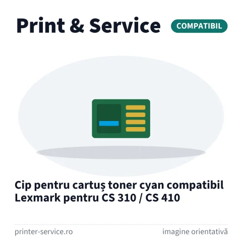 Cip pentru cartuș toner cyan compatibil Lexmark pentru CS 310 / CS 410