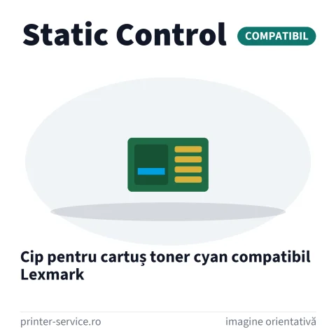 Cip pentru cartuș toner cyan compatibil Lexmark (Static Control)
