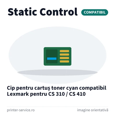 Cip pentru cartuș toner cyan compatibil Lexmark pentru CS 310 / CS 410 (Static Control)