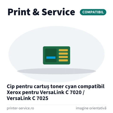 Cip pentru cartuș toner cyan compatibil Xerox pentru VersaLink C 7020 / VersaLink C 7025