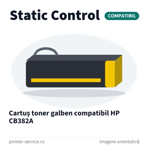 Cartuș toner galben compatibil HP CB382A (Static Control)