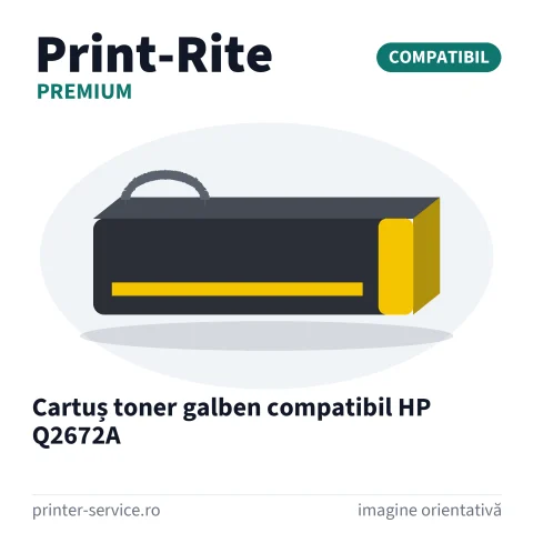 Cartuș toner galben compatibil HP Q2672A (Print-Rite Premium)