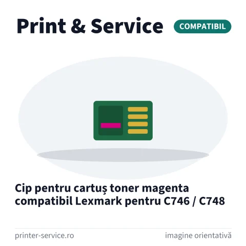 Cip pentru cartuș toner magenta compatibil Lexmark pentru C746 / C748