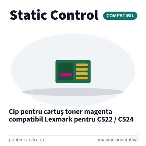 Cip pentru cartuș toner magenta compatibil Lexmark pentru C522 / C524 (Static Control)