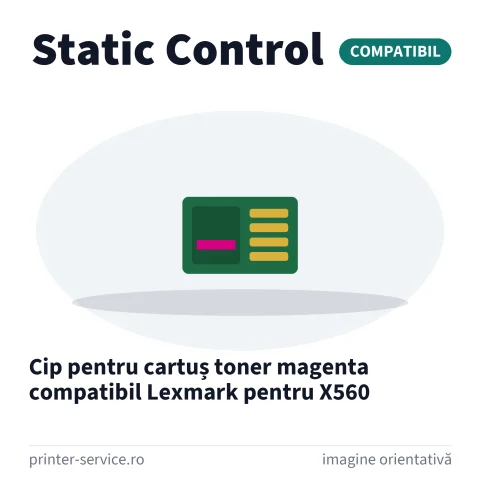 Cip pentru cartuș toner magenta compatibil Lexmark pentru X560 (Static Control)