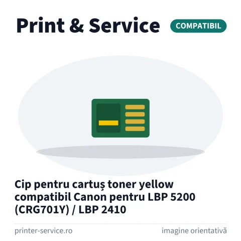 Cip pentru cartuș toner yellow compatibil Canon pentru LBP 5200 (CRG701Y) / LBP 2410