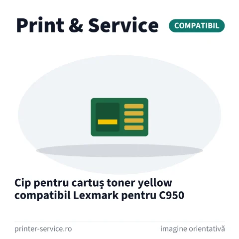 Cip pentru cartuș toner yellow compatibil Lexmark pentru C950