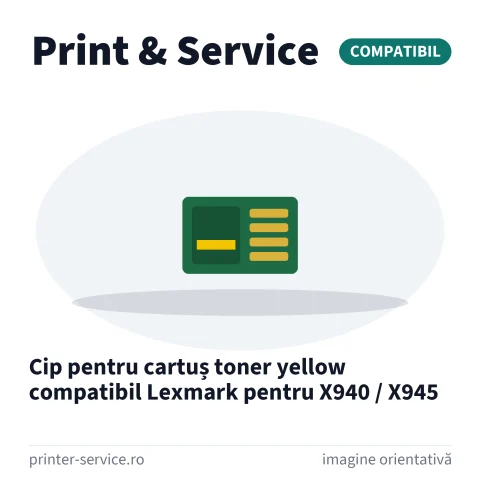 Cip pentru cartuș toner yellow compatibil Lexmark pentru X940 / X945