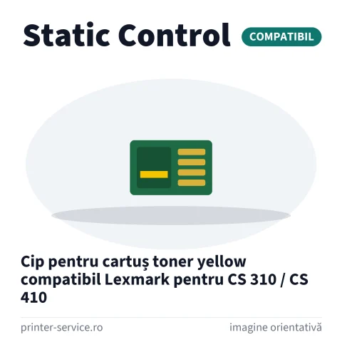 Cip pentru cartuș toner yellow compatibil Lexmark pentru CS 310 / CS 410 (Static Control)