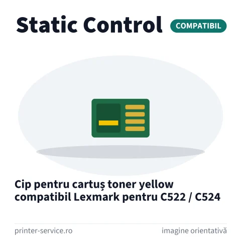 Cip pentru cartuș toner yellow compatibil Lexmark pentru C522 / C524 (Static Control)
