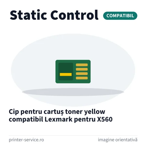 Cip pentru cartuș toner yellow compatibil Lexmark pentru X560 (Static Control)