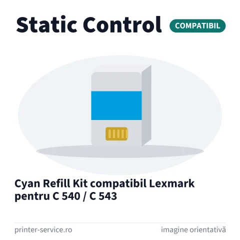 Cyan Refill Kit compatibil Lexmark pentru C 540 / C 543 (Static Control)