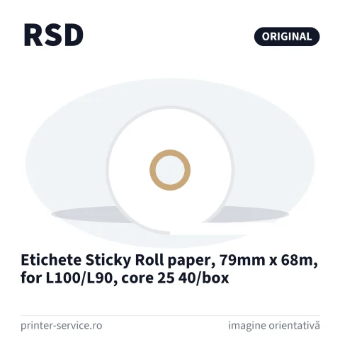 Etichete Sticky Roll paper, 79mm x 68m, for L100/L90, core 25 40/box