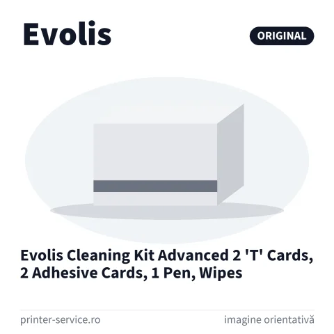 Evolis Cleaning Kit Advanced 2 'T' Cards, 2 Adhesive Cards, 1 Pen, Wipes