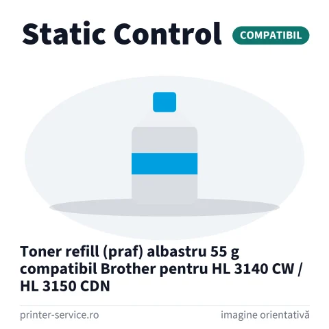 Toner refill (praf) albastru 55 g compatibil Brother pentru HL 3140 CW / HL 3150 CDN (Static Control)