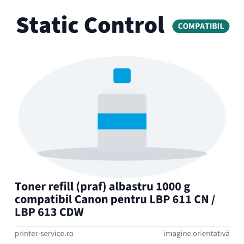 Toner refill (praf) albastru 1000 g compatibil Canon pentru LBP 611 CN / LBP 613 CDW (Static Control)