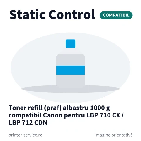 Toner refill (praf) albastru 1000 g compatibil Canon pentru LBP 710 CX / LBP 712 CDN (Static Control)