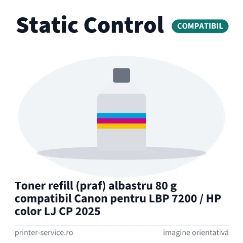 Toner refill (praf) albastru 80 g compatibil Canon pentru LBP 7200 / HP color LJ CP 2025 (Static Control)