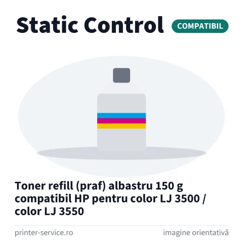 Toner refill (praf) albastru 150 g compatibil HP pentru color LJ 3500 / color LJ 3550 (Static Control)