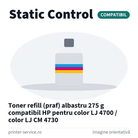 Toner refill (praf) albastru 275 g compatibil HP pentru color LJ 4700 / color LJ CM 4730 (Static Control)